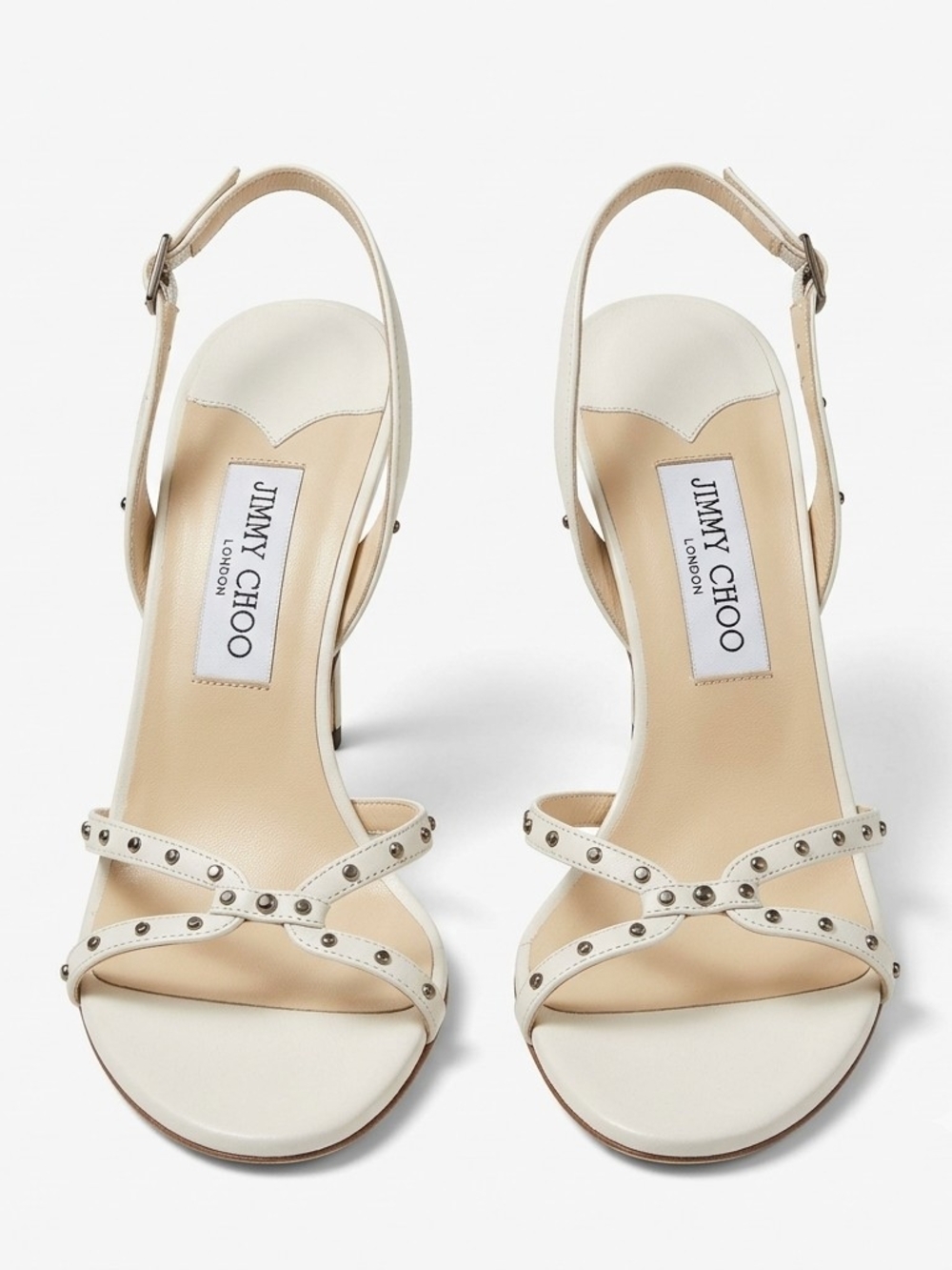 Jimmy Choo Cream Studded Strappy Slingback Heels